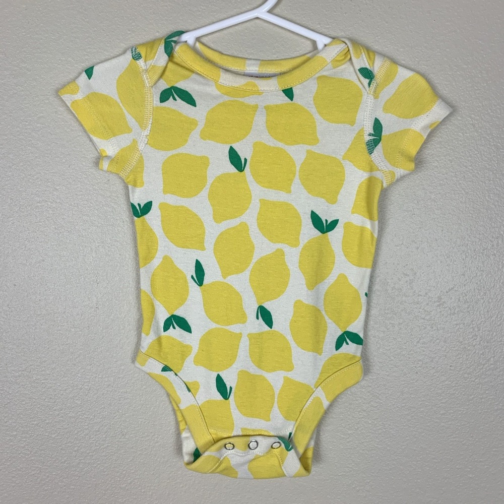 Hanna Andersson Lemon Bodysuit Short Sleeve Size 60 3-6 Months Yellow Adjustable